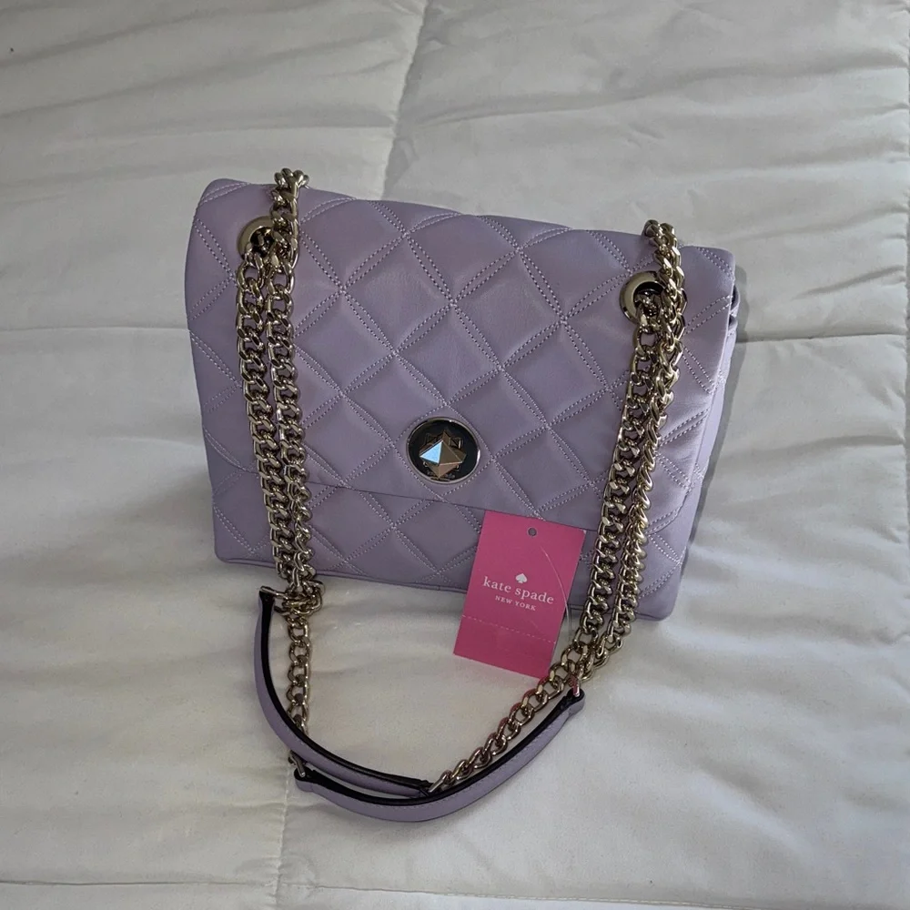 NWT Kate Spade Lilac Frost Natalia Quilted Square Leather Crossbody Bag